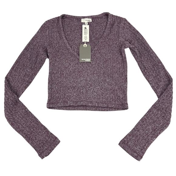 NWT WILFRED FREE Aritzia Bittar Cropped T-Shirt Sz XS Heather Cardamon - Picture 2 of 6